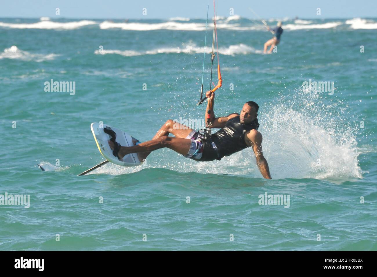 Cabarete, Dominikanische Republik. Lifestyle basiert auf Kitesurfen. Stockfoto
