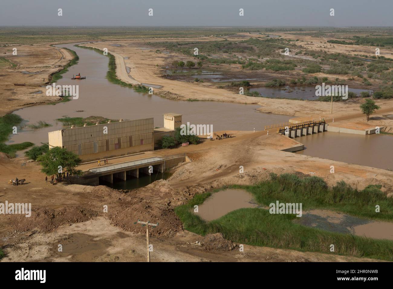 Bewässerungsinfrastruktur im Senegal-Flussdelta Stockfoto