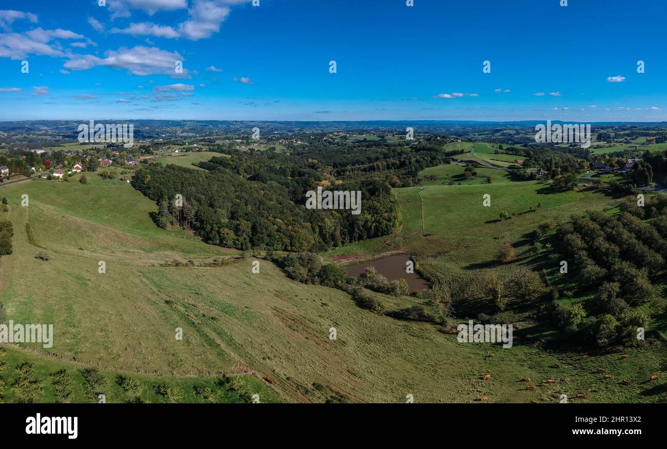 Vue aérienne sur l'Yssandonnais Stockfoto