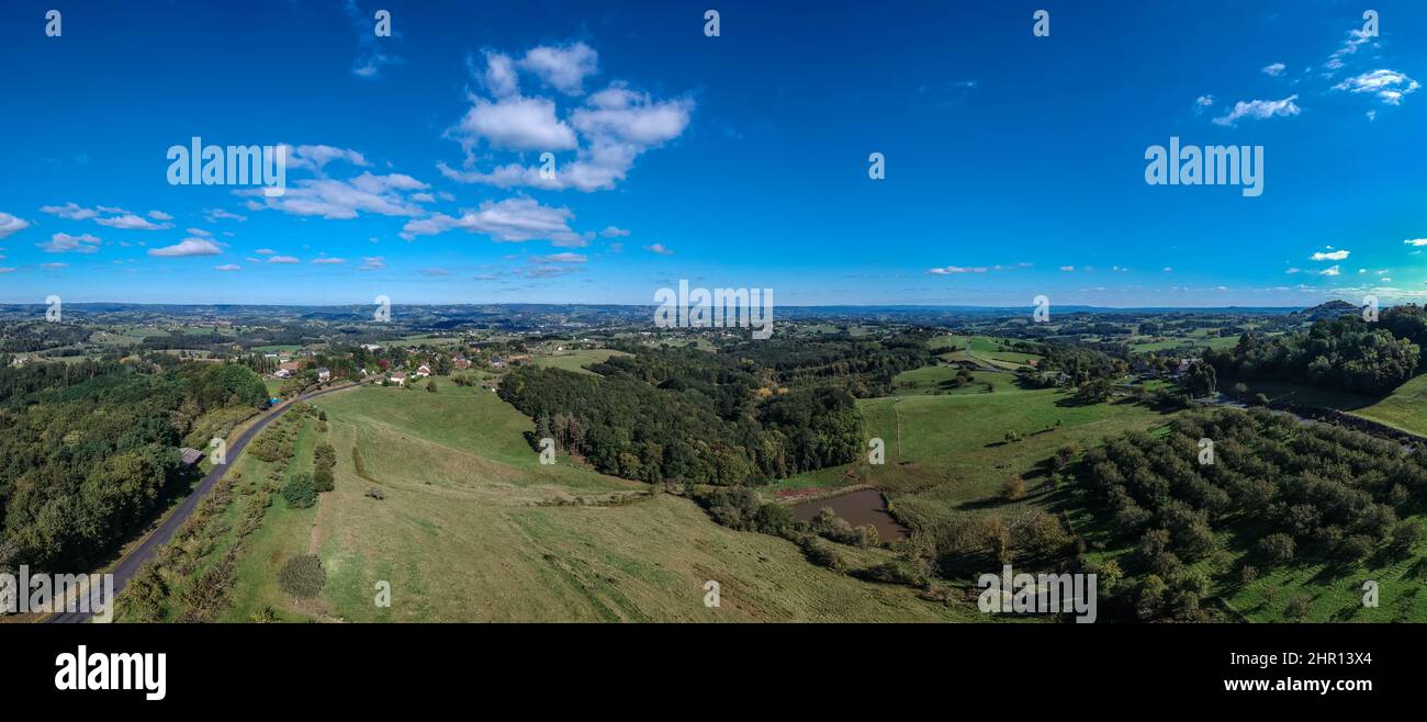 Vue aérienne sur l'Yssandonnais Stockfoto