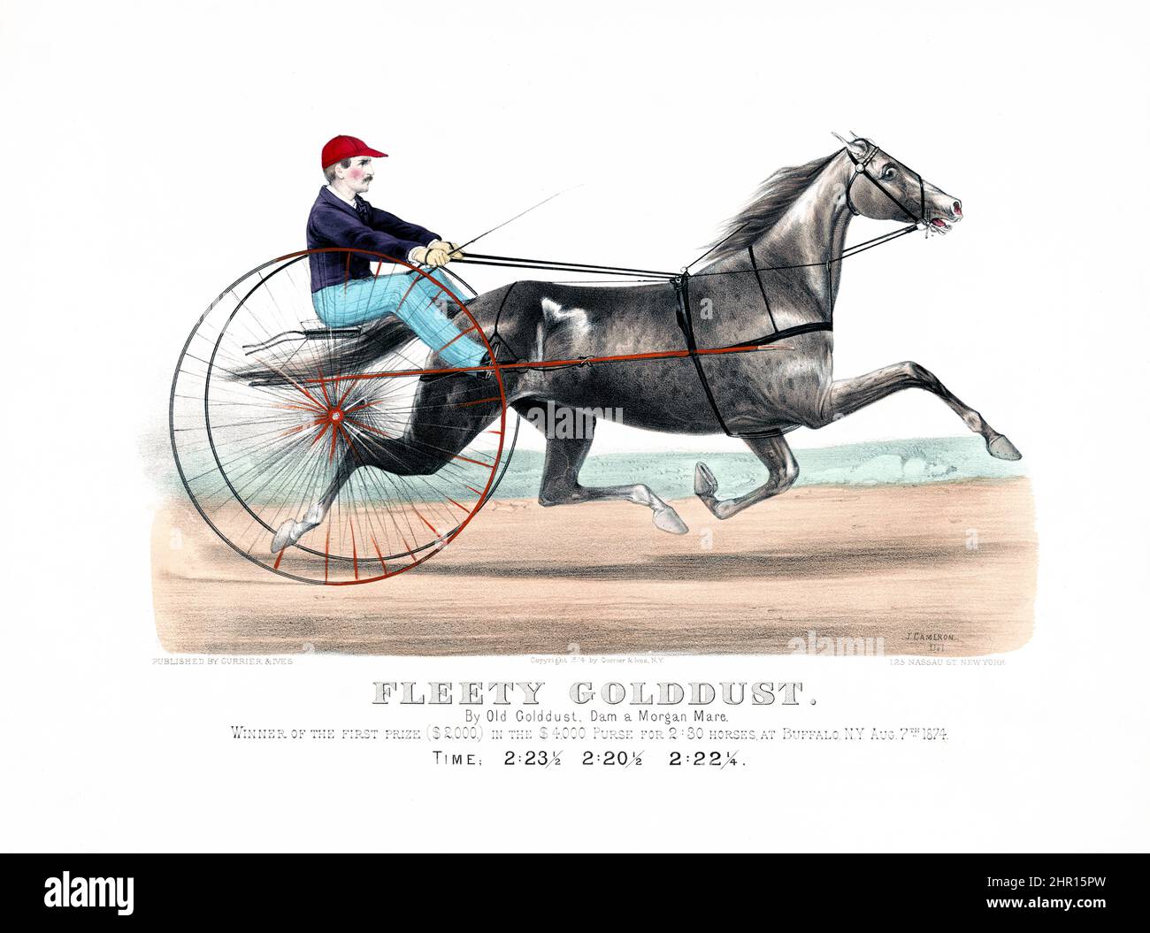 Fleety Golddust: Von Old Golddust, Dam a Morgan Stute. Lithographien - handkoloriert 1889. Kunstwerke von John Cameron. Herausgegeben von Currier & Ives. Stockfoto