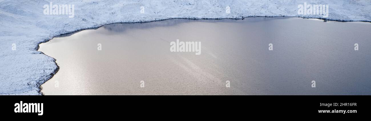 Rannoch Moor und Black Mount im Winter mit Schnee bedeckt Luftaufnahme Stockfoto