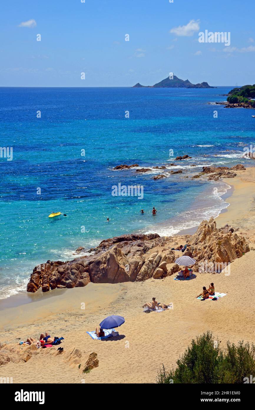 Strand in der Nähe der Sanguinaires-Inseln, Frankreich, Korsika, Ajacio Stockfoto
