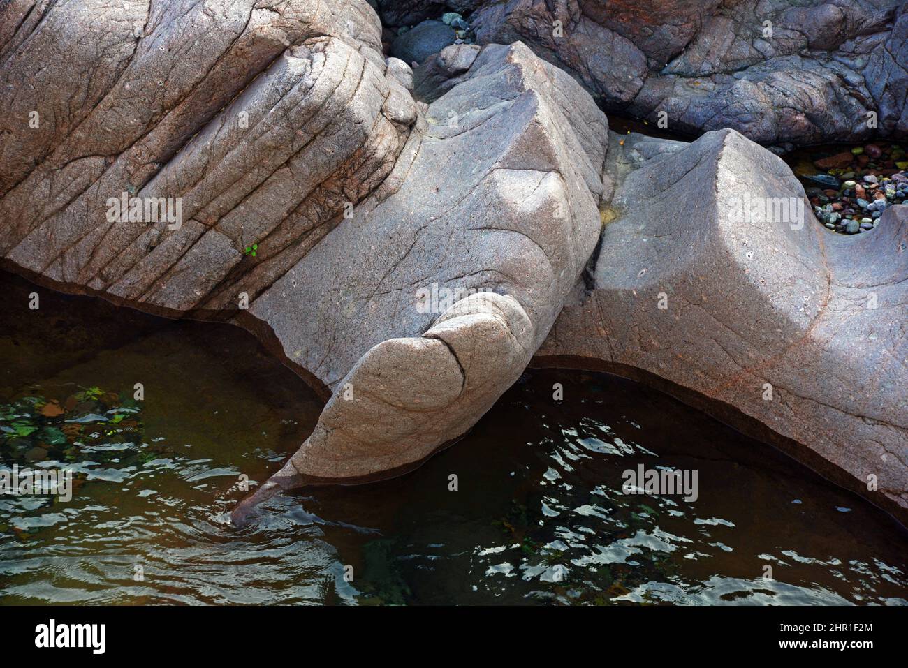 Erodierte Felsen im Fluss Fango, Frankreich, Korsika, Galerie Stockfoto