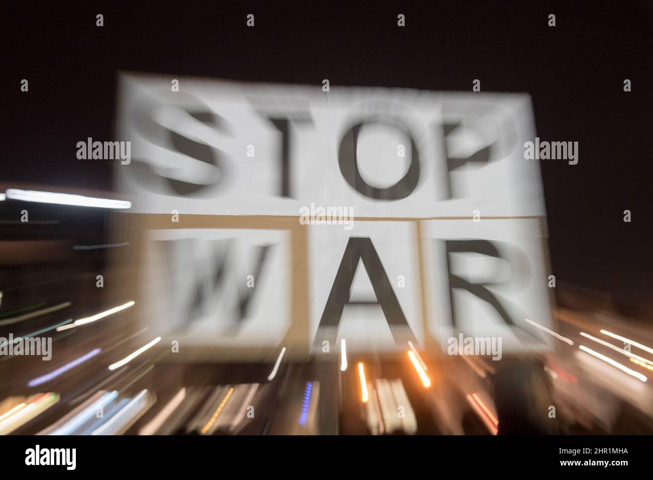 Anti-Kriegs-Protest der Ukrainer gegen russische Invasion in der Ukraine. Danzig, Polen, Februar 24th 2022 © Wojciech Strozyk / Alamy Stock Photo Stockfoto