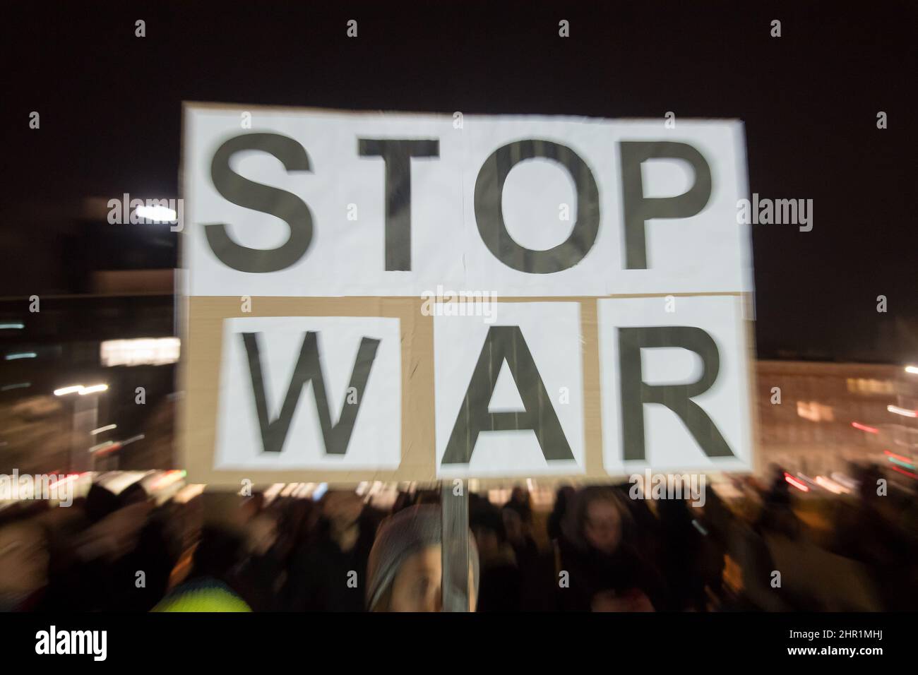 Anti-Kriegs-Protest der Ukrainer gegen russische Invasion in der Ukraine. Danzig, Polen, Februar 24th 2022 © Wojciech Strozyk / Alamy Stock Photo Stockfoto