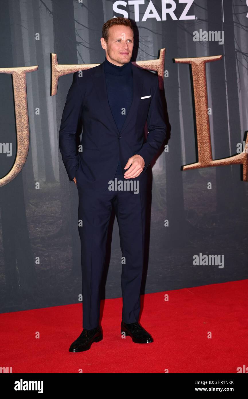 Sam Heughan verharert bei der „Outlander“ Season Six Premiere-Kostümpremiere in der Royal Albert Hall, London, Großbritannien, am 24th 2022. Februar. Stockfoto