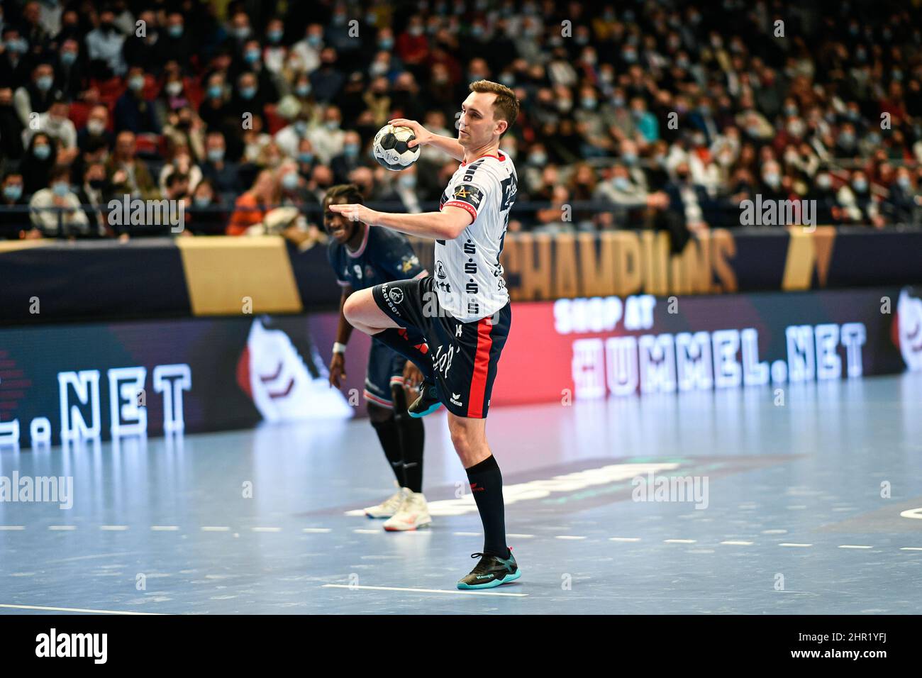 Hampus Wanne während des EHF Champions League, Group Phase Handballmatches zwischen Paris Saint-Germain Handball und SG Flensburg-Handewitt am 24. Februar 2022 im Pierre de Coubertin Stadion in Paris, Frankreich. Stockfoto