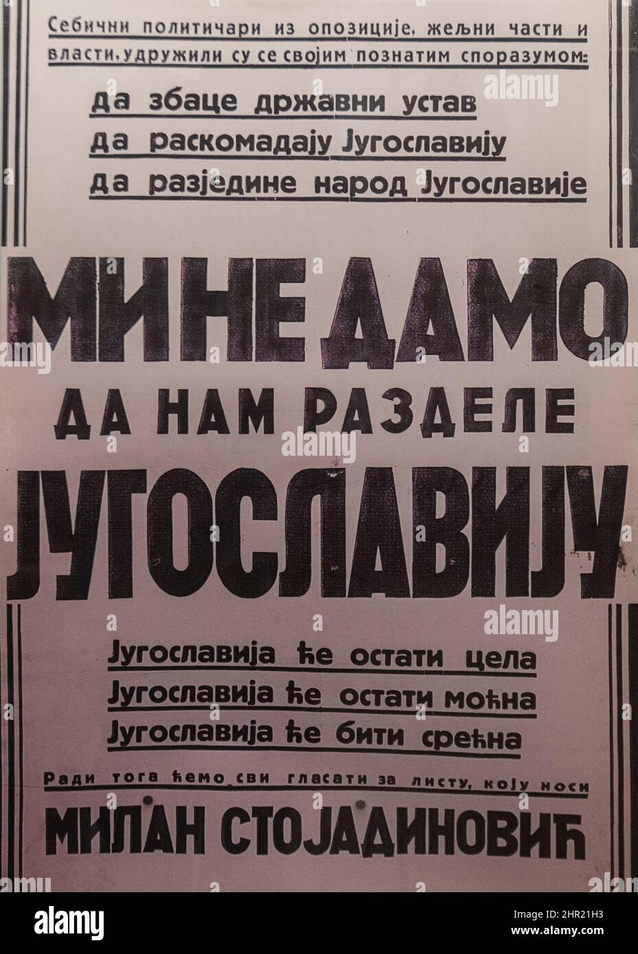 Propagandaplakat der jugoslawischen Revolution 1941-45, Wahlkampf Stockfoto