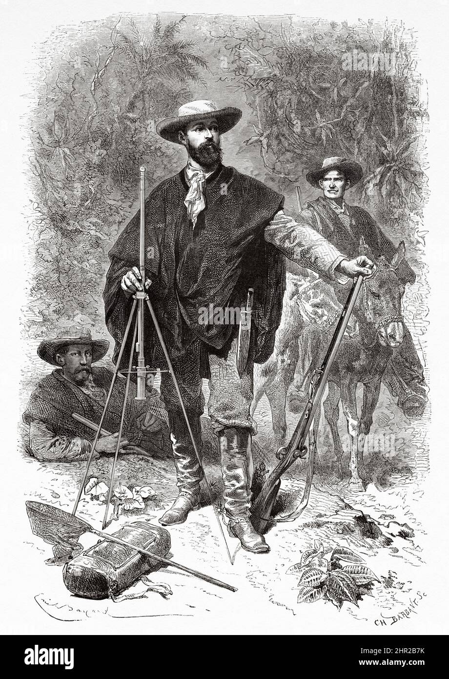 Edouard Francois Andre (1840-1911) war ein französischer Gärtner, Landschaftsdesigner und ein führender Landschaftsarchitekt des späten 19.. Jahrhunderts. Südamerika. Alte, 19.. Jahrhundert gravierte Illustration von der Reise nach Kolumbien von Edward Francois Andre, Le Tour du Monde 1877 Stockfoto