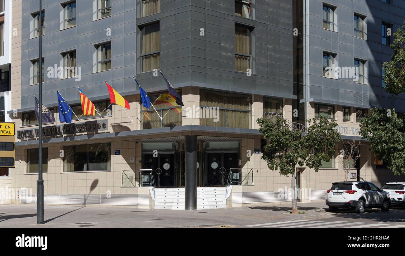 VALENCIA, SPANIEN - 22. FEBRUAR 2022: Hoteles Center ist eine spanische Hotelkette. Hotel Valencia Centre Stockfoto