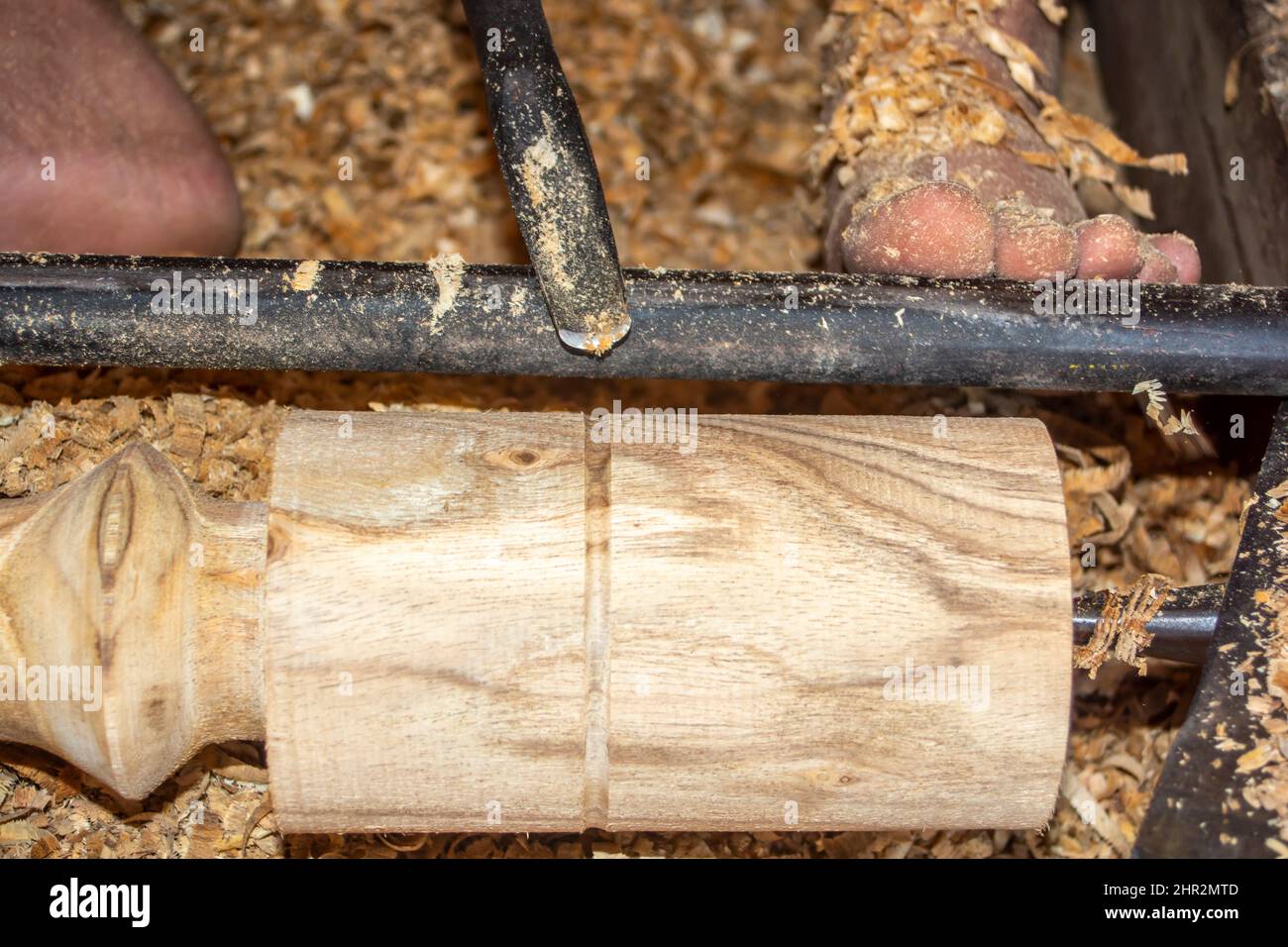 Nahaufnahme der Holzbearbeitung Stockfoto
