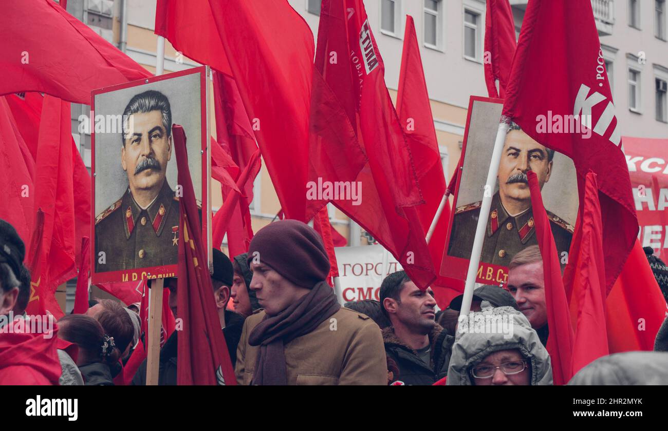 Kundgebung der Kommunistischen Partei der Russischen Föderation in Moskau, Tag des Sieges 2017 Stockfoto