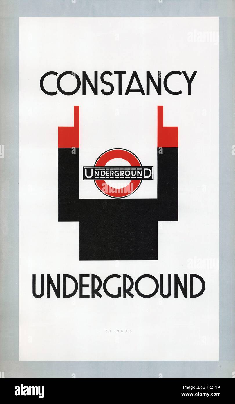 Konstanz - Julius Klinger - Vintage Werbeplakat, London Underground 1929. Stockfoto