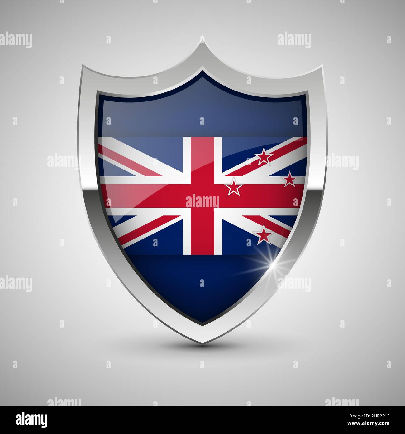 EPS10 Vektor Patriotisches Schild mit Flagge von Newzealand. Ein Element der Wirkung für die Verwendung, die Sie daraus machen möchten. Stock Vektor