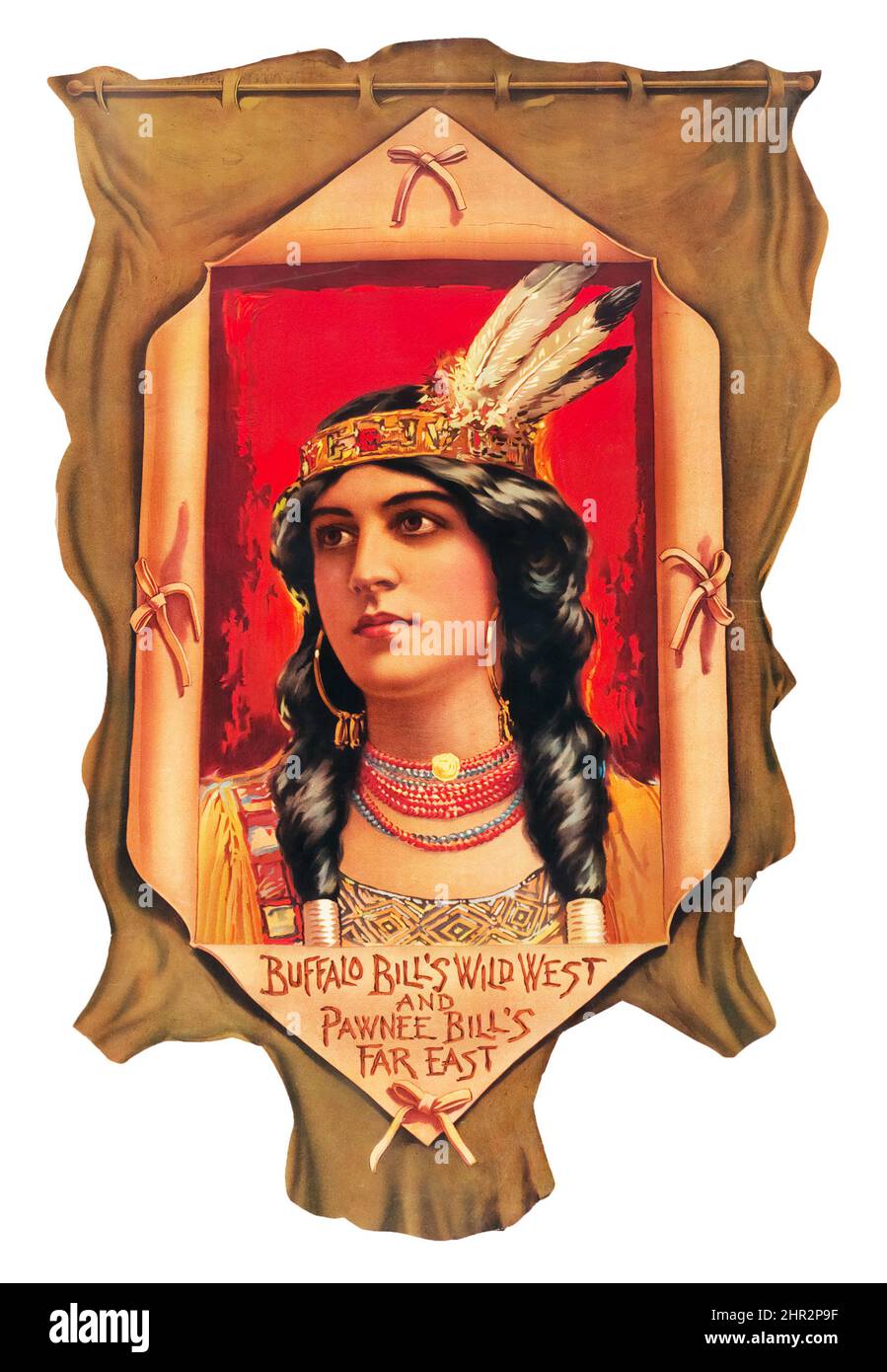 Buffalo Bills Wilder Westen und Pawnee Bills Ferner Osten (Strobridge, 1908). Gestanztes Poster Stockfoto