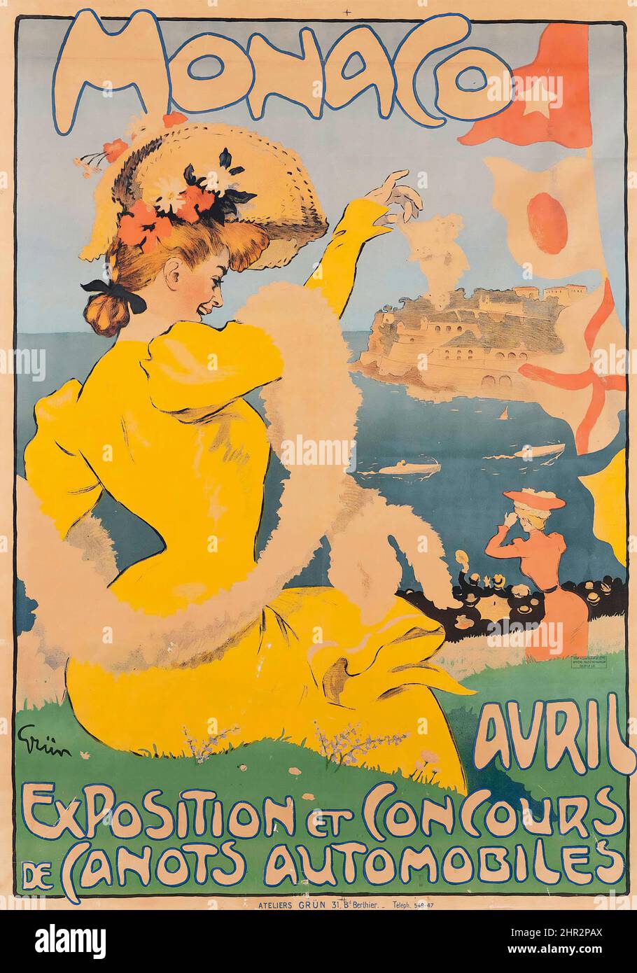 Jules-Alexandre Grün (1868-1934) MONACO Exposition et concours - Vintage-Werbeplakat Stockfoto