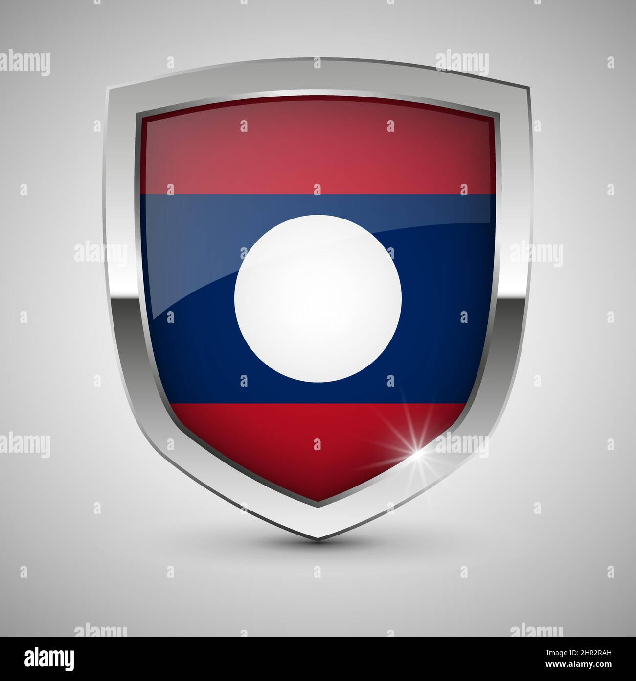 EPS10 Vektor Patriotisches Schild mit Flagge von Laos. Ein Element der Wirkung für die Verwendung, die Sie daraus machen möchten. Stock Vektor