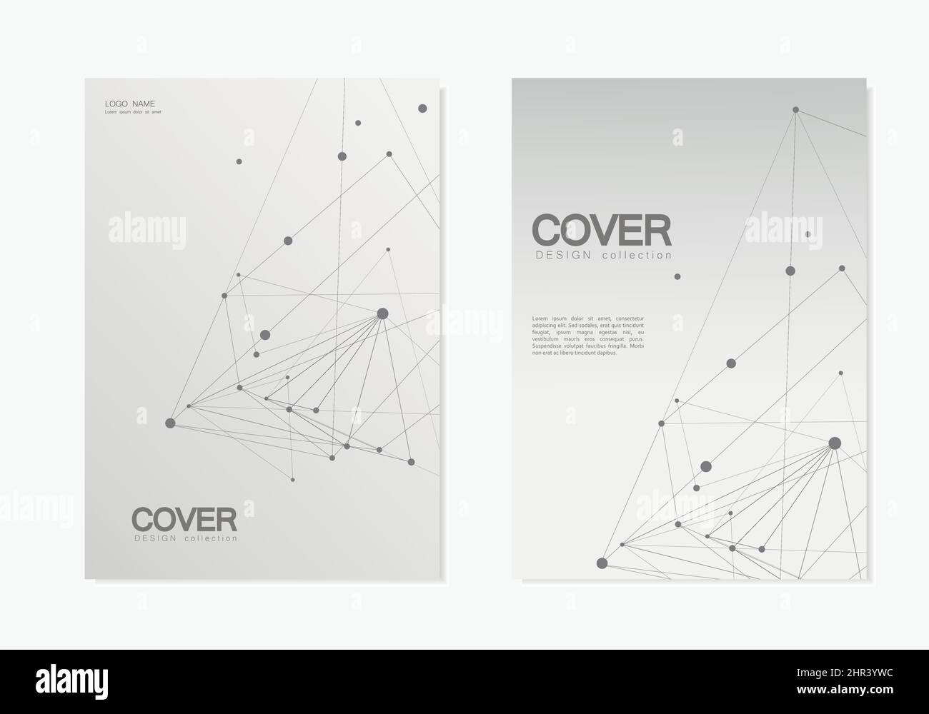 Abstraktes Dreiecksnetzwerk. Entwerfen Sie eine Broschüre mit verbindenden Punkten und Linien Stock Vektor