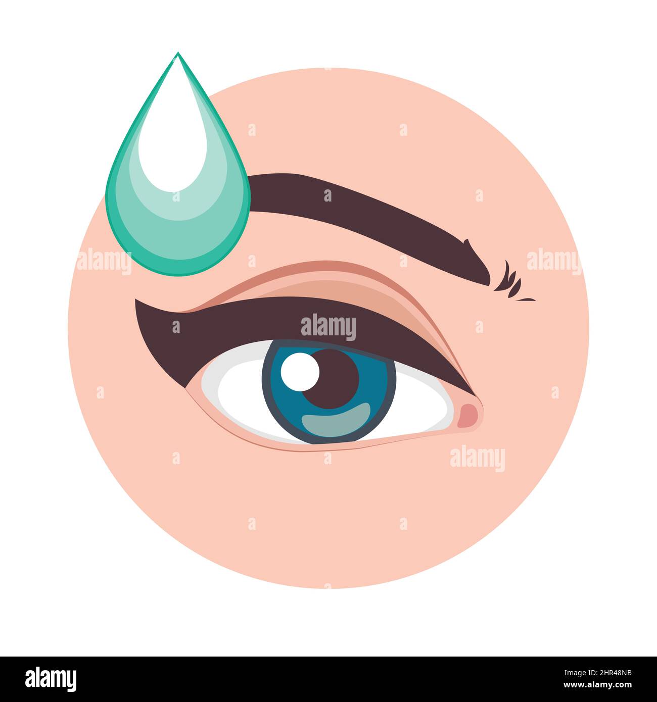 Darstellung von Sehstörungen, Probleme mit dem Auge. Medicine Water Drop Flat Vector-Symbol Stock Vektor