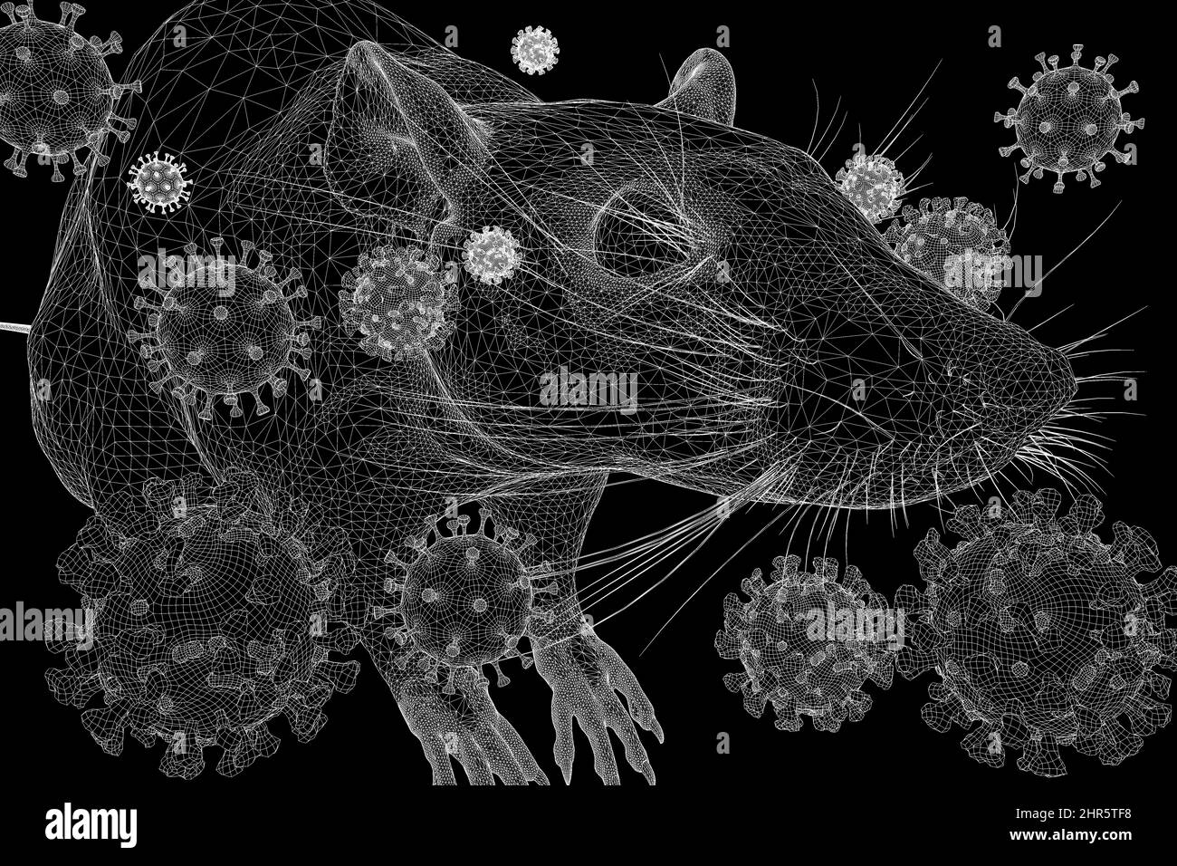 Symbolbild: CGI-Visualisierung: Coronavirus, Mutationen Delta Omicron: Aufgrund der zahlreichen Mutationen in der Oberflächenstruktur der Omicron Var Stockfoto