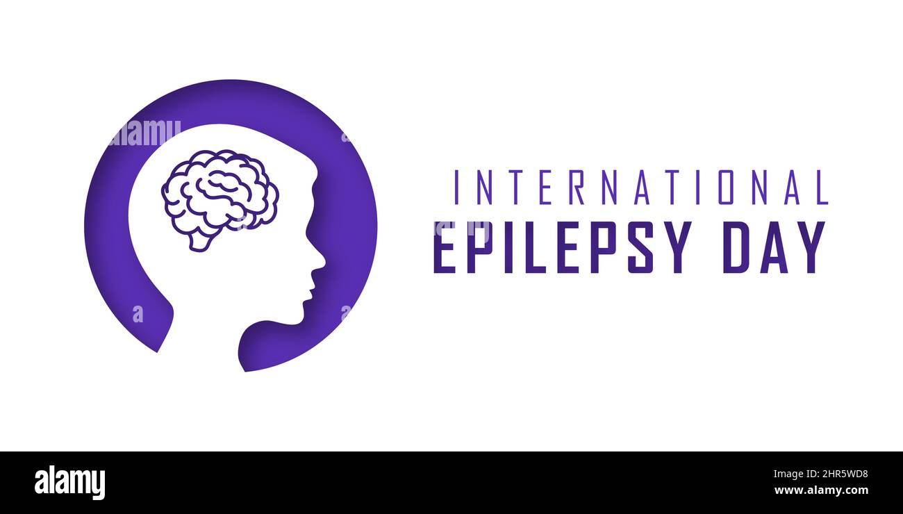 Internationaler Epilepsietag. Weißes Banner mit einer Silhouette eines Jungen. Vektorgrafik im Papierschnitt-Stil. Stock Vektor