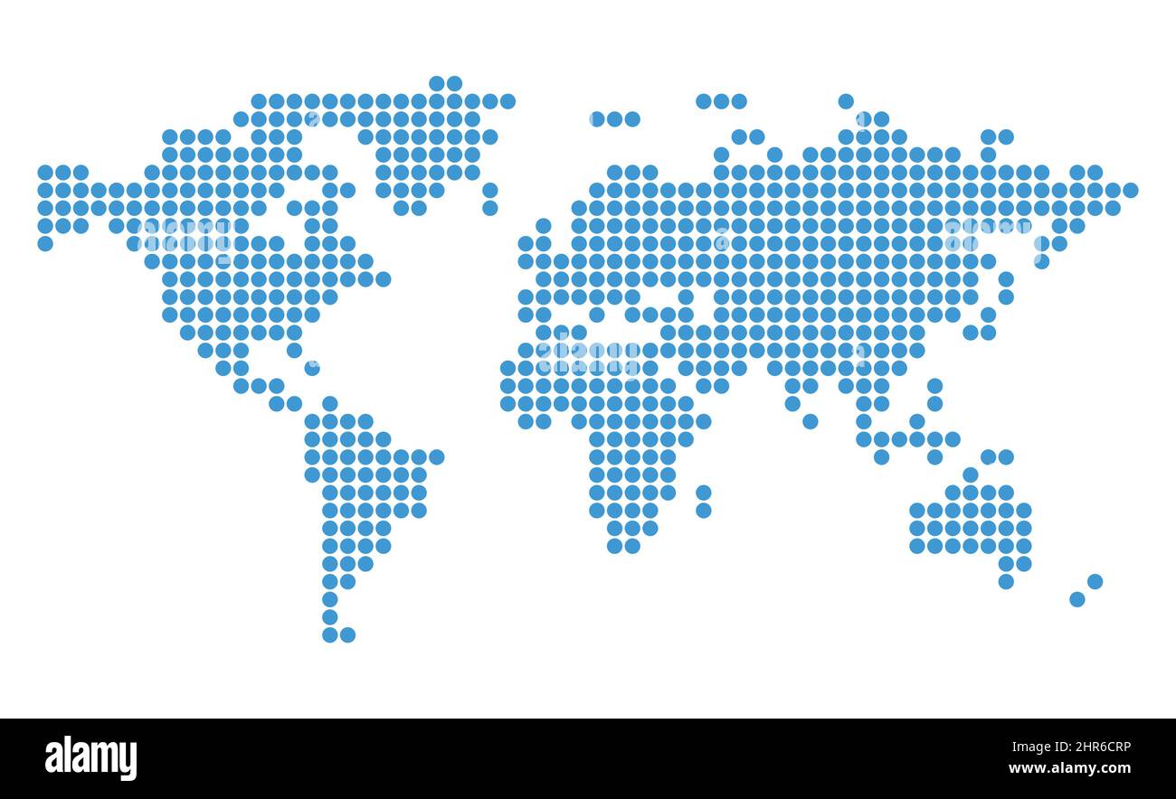 Abstrakte blaue Vektorkarte der Welt mit Kreisen Stock Vektor