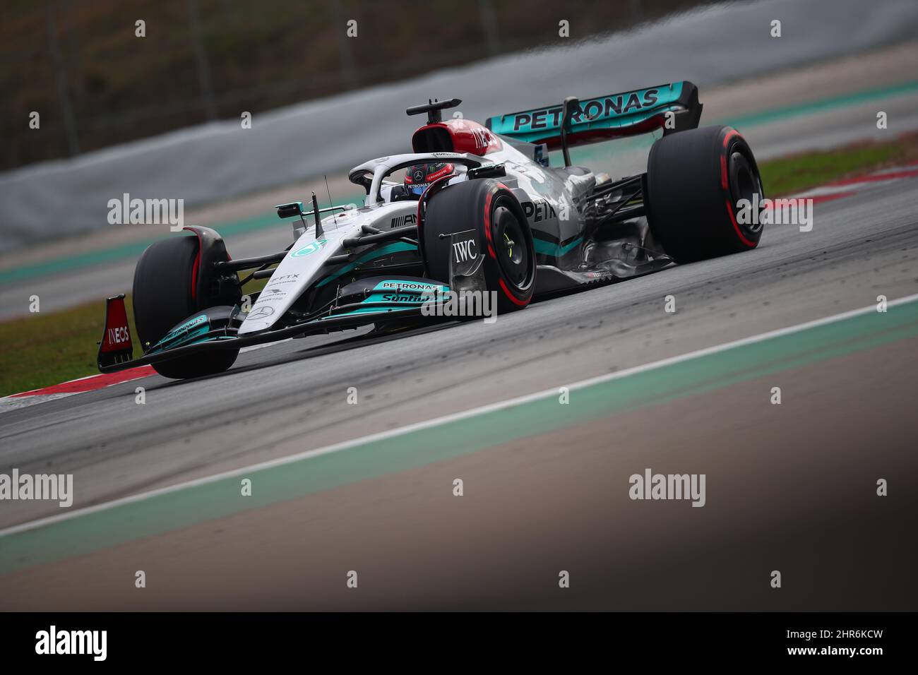 #63 George Russel: Mercedes AMG Team F1 während der Wintertesttage, Barcelona 23-25. Februar 2022, Formel 1 Weltmeisterschaft 2022. Stockfoto