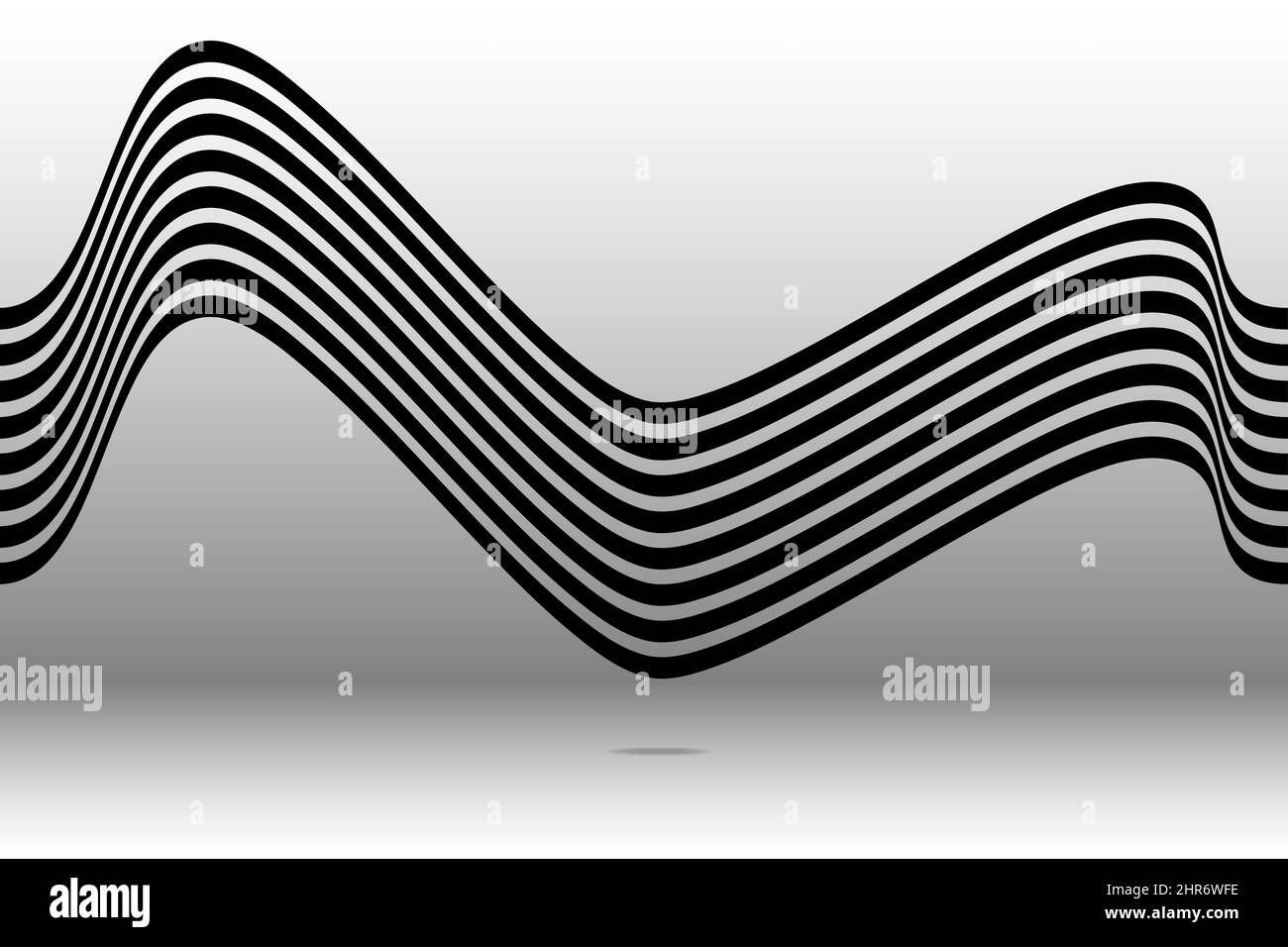 Schwarze Linien abstrahieren moderne Kunst, kreativ, Welle, gestreift, Kurve, schwarz-weiße Illustration Stockfoto