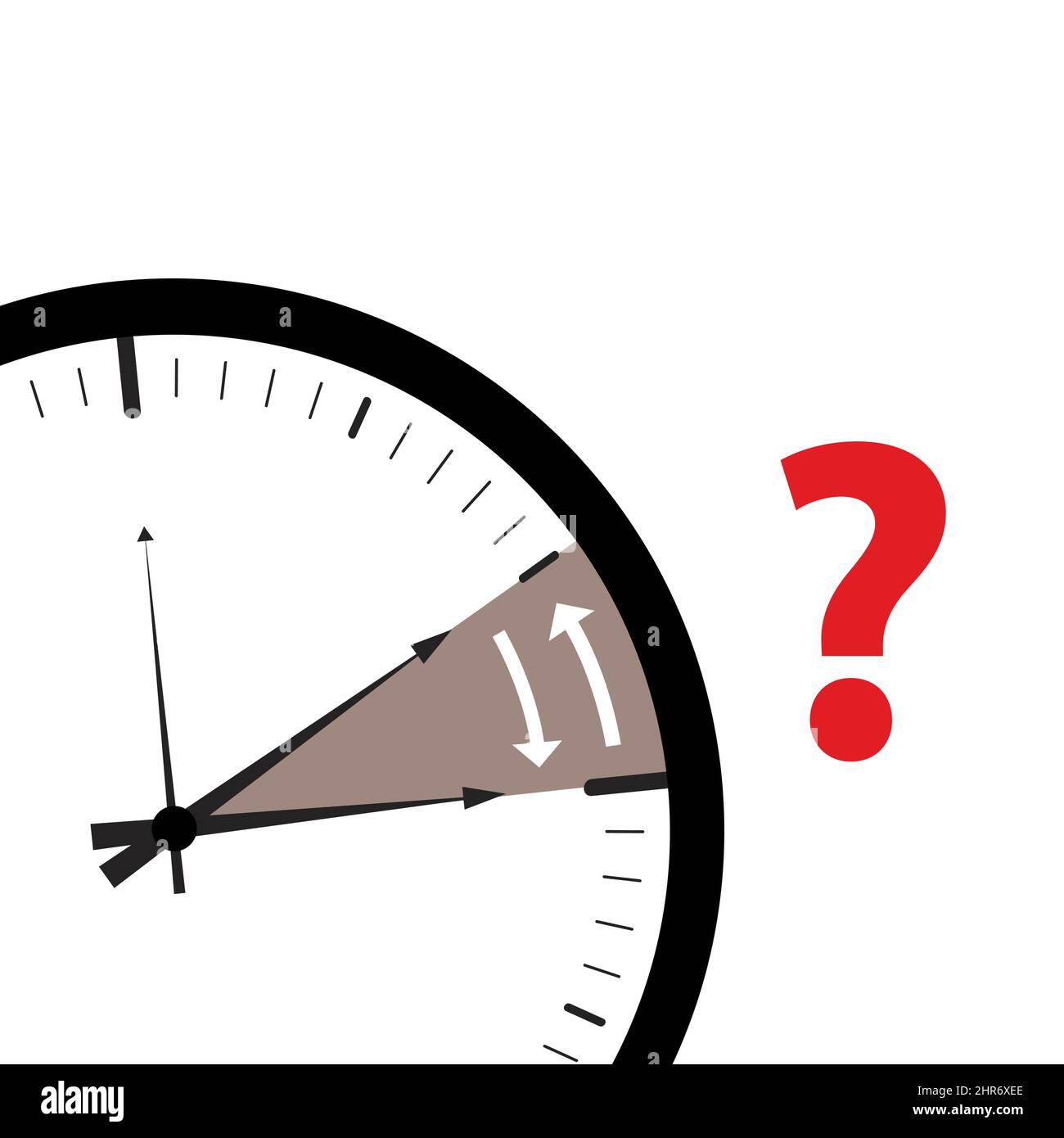Symbolbild für die Änderung der Zeitzone mit rotem Fragezeichen Stock Vektor