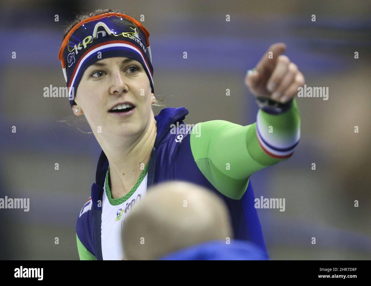 Titelverteidigerin Irene West of the Netherlands beim Training für die