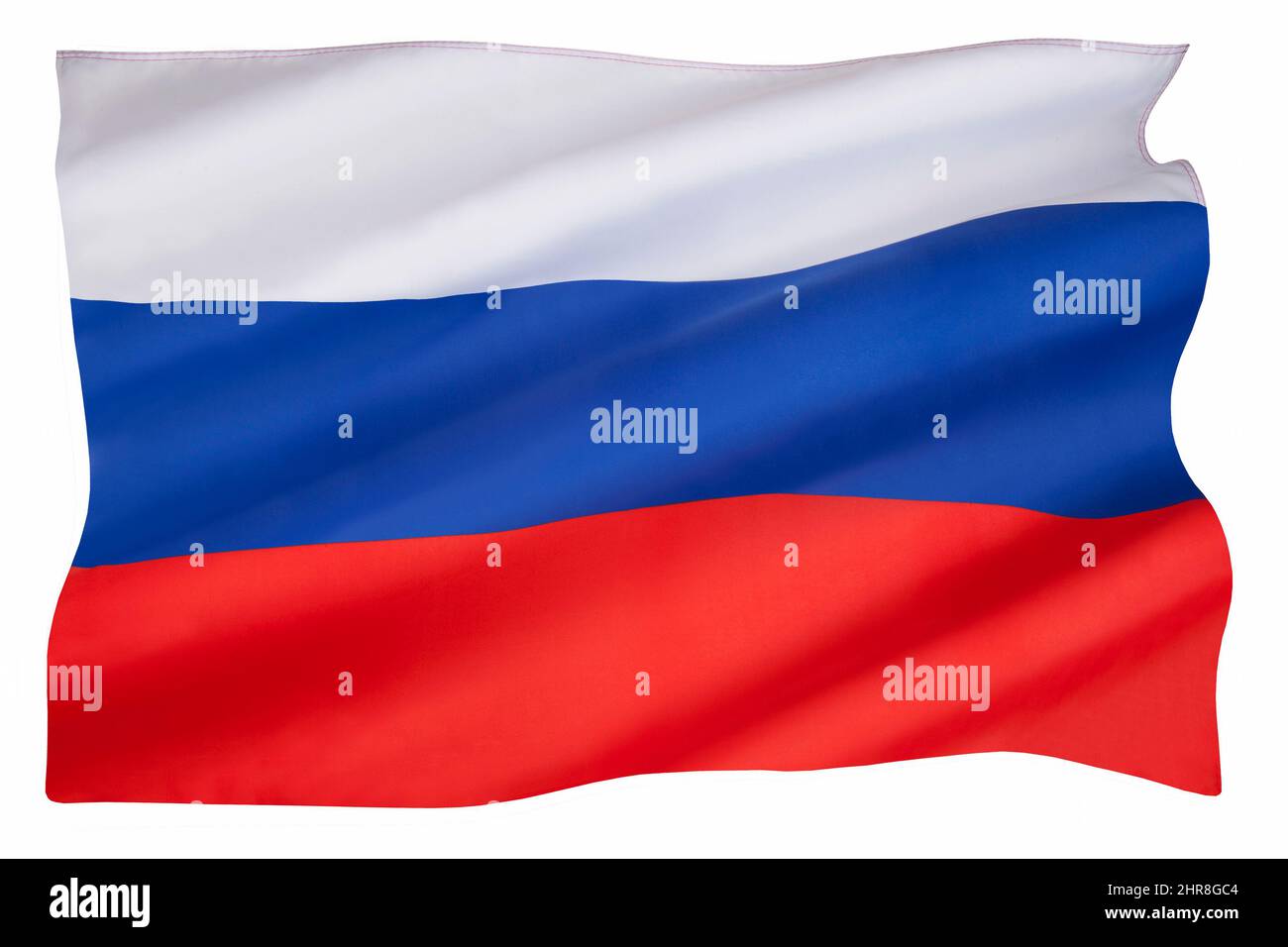 Flagge der Russischen Föderation - isoliert auf weiß für Ausschneiden. Stockfoto