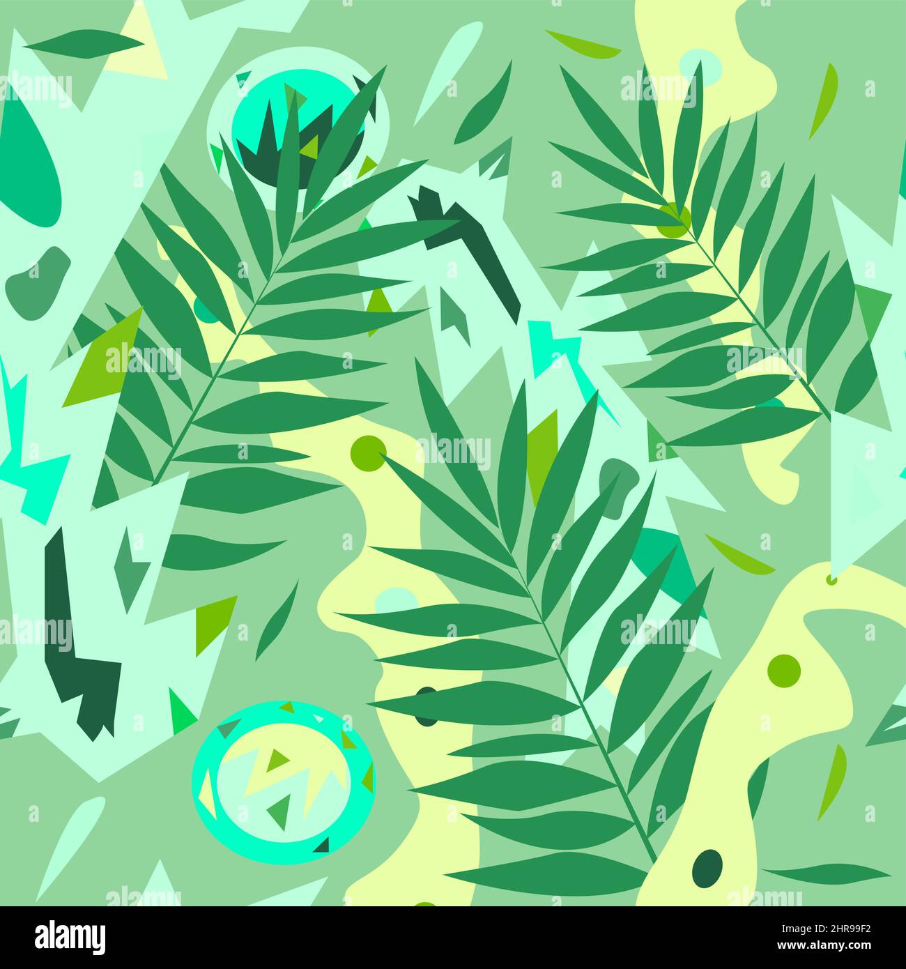 Nahtloses geometrisches Muster mit Farnblättern Stock Vektor