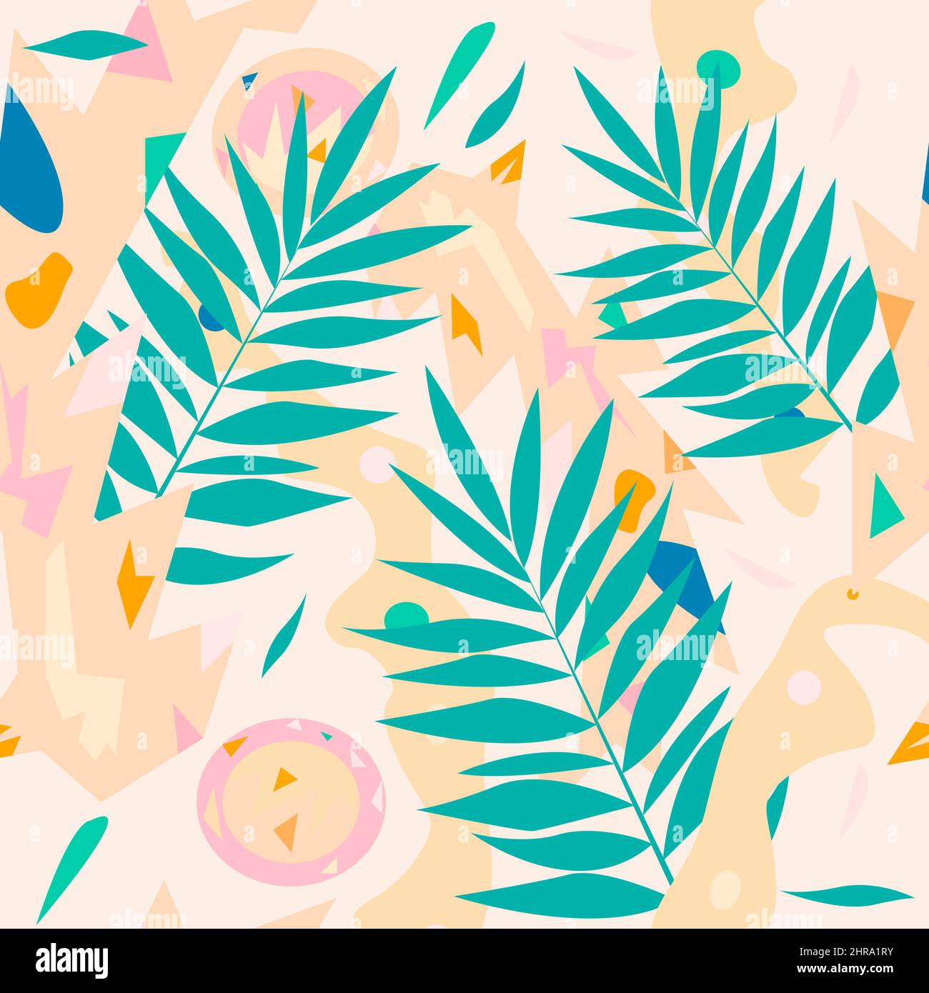 Nahtloses geometrisches Muster mit Farnblättern Stock Vektor