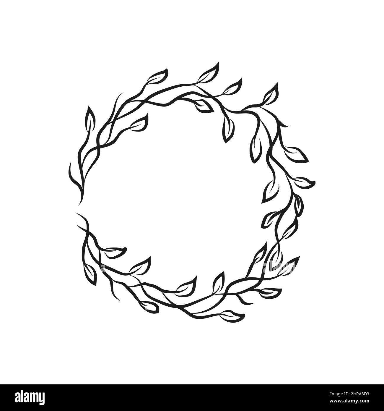 Eleganter rustikaler Rahmen für sommerliches Design. Doodle handgezeichneten dekorativen Kranz mit Zweig, Kraut, Pflanze, verlassen und Blume, floral.Vector isoliertes Design Stock Vektor