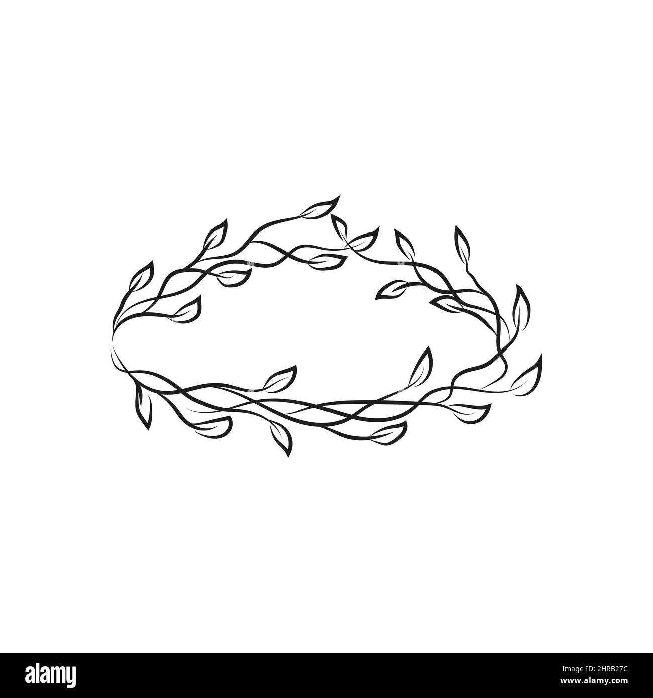 Eleganter rustikaler Rahmen für sommerliches Design. Doodle handgezeichneten dekorativen Kranz mit Zweig, Kraut, Pflanze, verlassen und Blume, floral.Vector isoliertes Design Stock Vektor