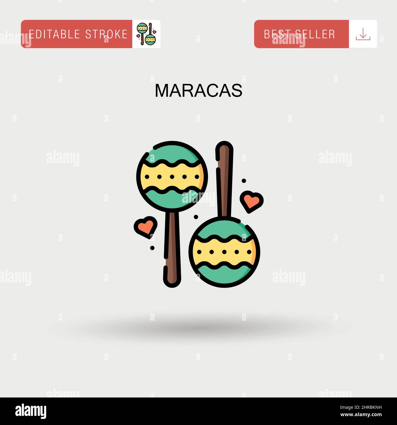 Einfaches Vektorsymbol für Maracas. Stock Vektor