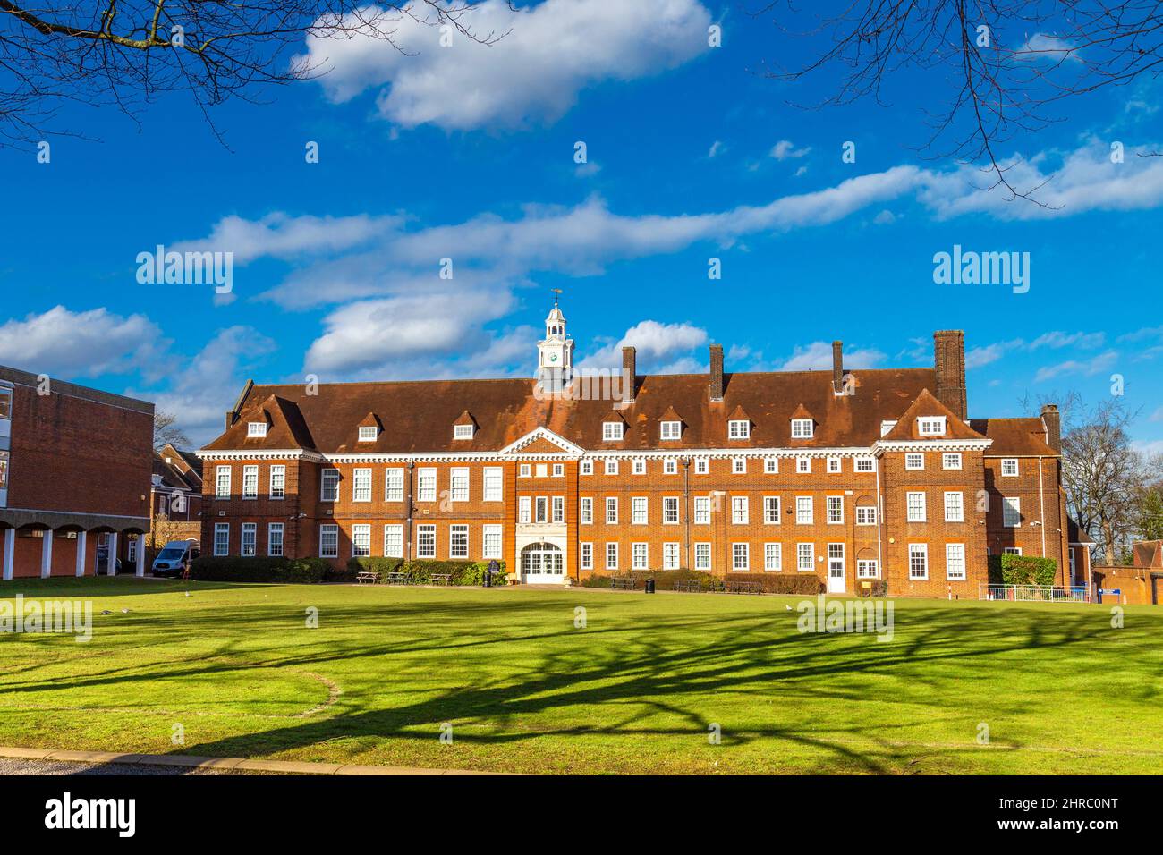 Außenansicht der Hitchin Girls' School, Hitchin, Hertfordshire, Großbritannien Stockfoto