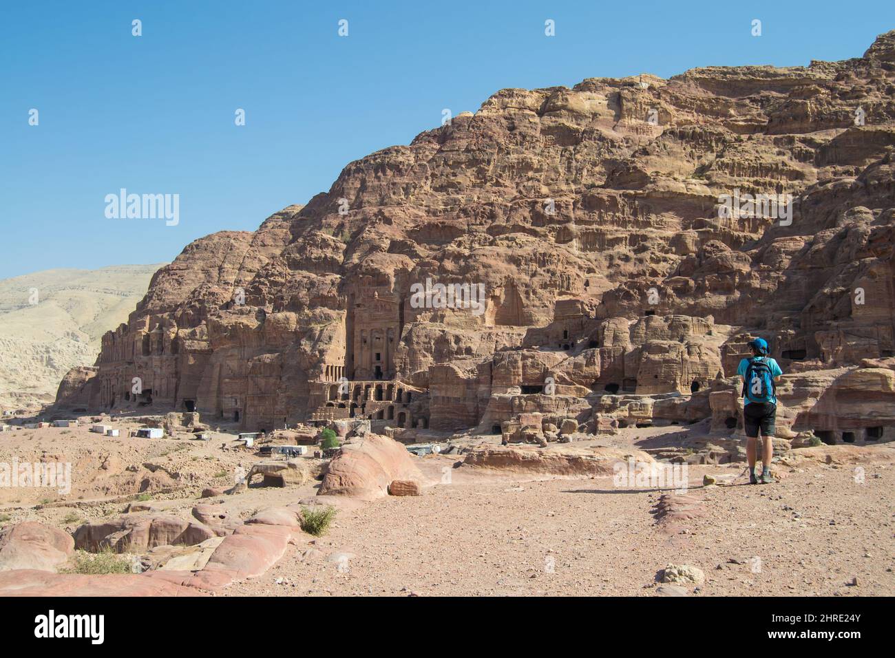 Luftaufnahme einer Wüste in Petra, Jordanien Stockfoto