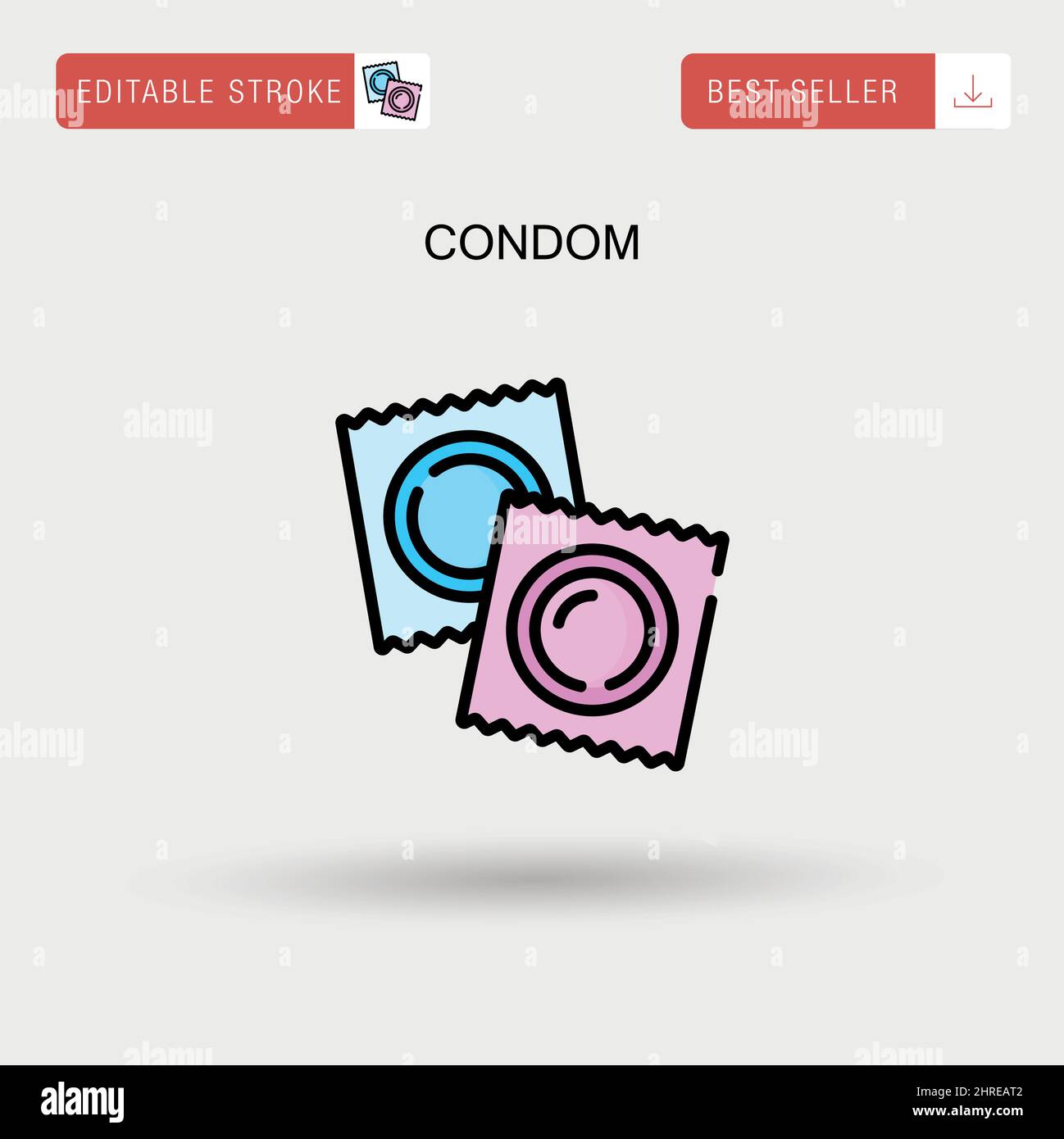 Einfaches Vektorsymbol für Kondom. Stock Vektor