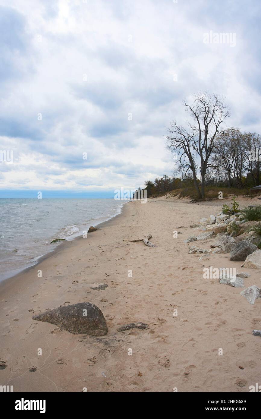 Kohler Andra State Park im Herbst, Sheboygan, Wisconsin. Stockfoto