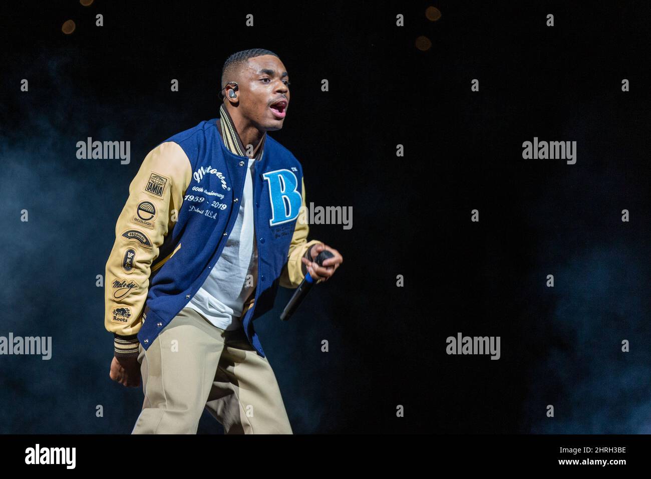 Milwaukee, USA. 24.. Februar 2022. Vince Staples am 24. Februar 2022 beim Fiserv Forum in Milwaukee, Wisconsin (Foto: Daniel DeSlover/Sipa USA) Quelle: SIPA USA/Alamy Live News Stockfoto