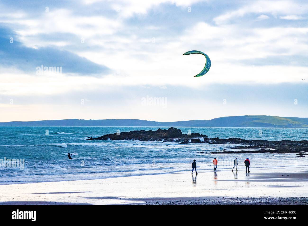 Kitesurfer am Garrylucas Beach, Co. Cork Stockfoto