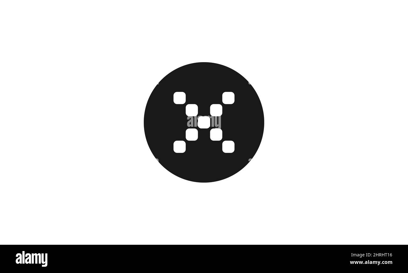 Hochwertiges X-Letter-Design mit Symbolen. Pixeltyp. Stock Vektor