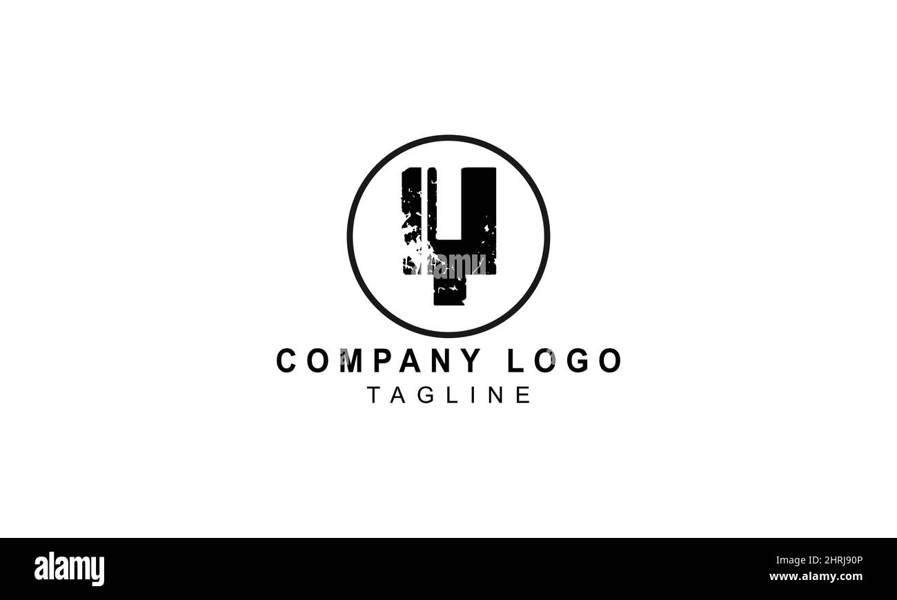 Hochwertiges Y-Logo-Design mit Pinselstruktur und Kreisumriss. Stock Vektor