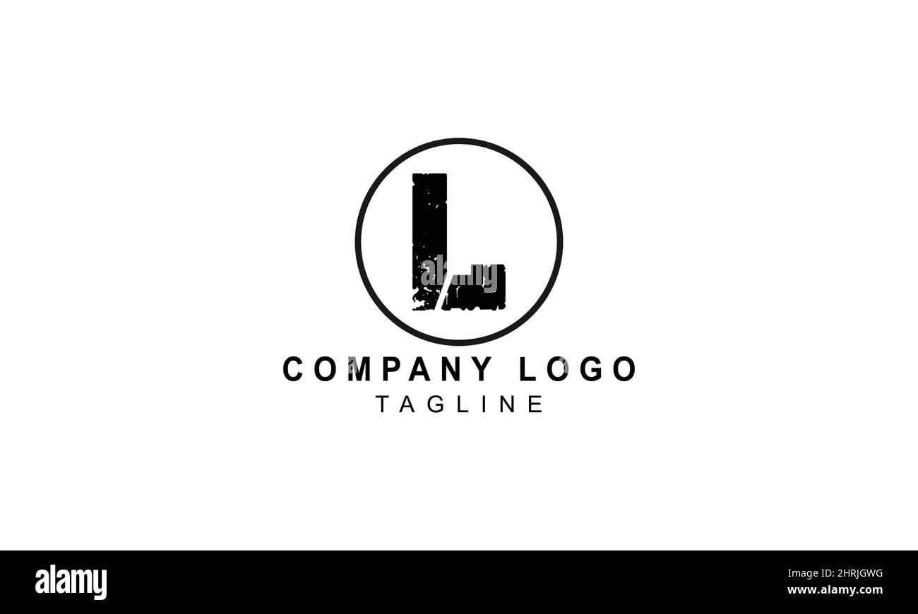 Letter L Premium-Logo-Design mit Pinsel-Textur auf sie und Kreis Umriss. Stock Vektor