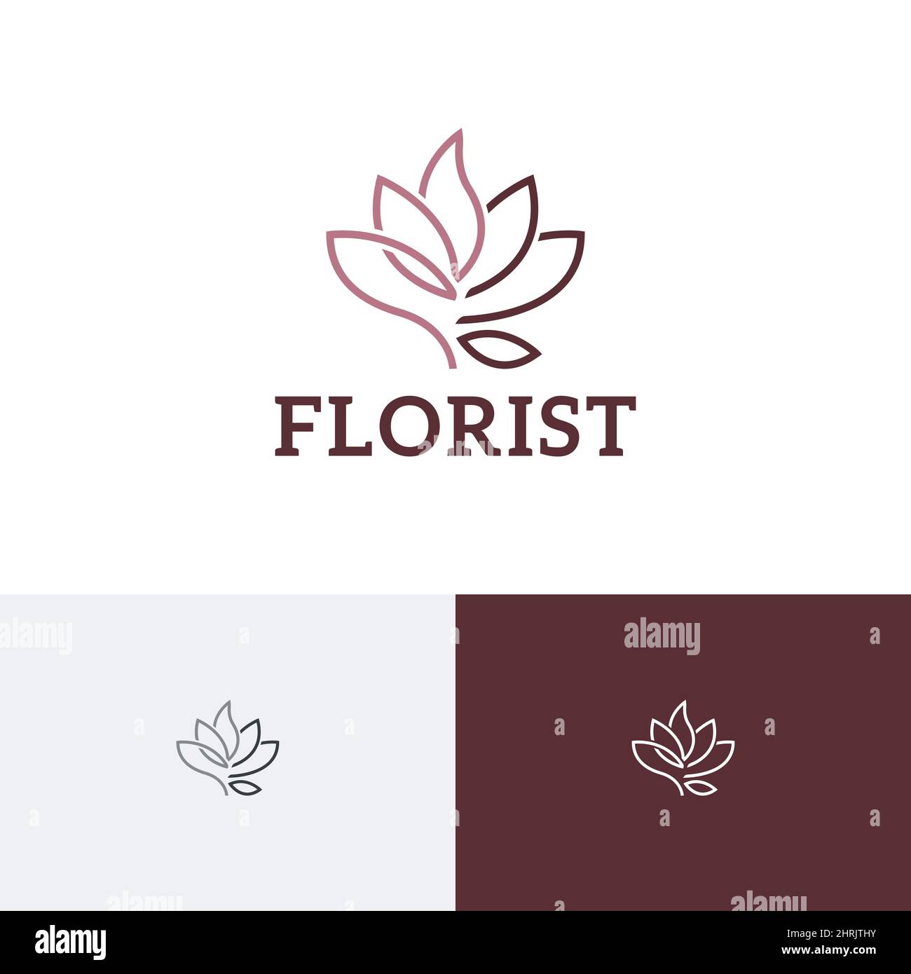 Lotus Blume Blütenblatt Florist Natur Linie Abstraktes Logo Stock Vektor