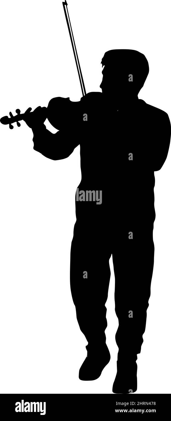Silhouetten Musiker Geiger spielen Der violinon einen weißen Hintergrund. Stock Vektor