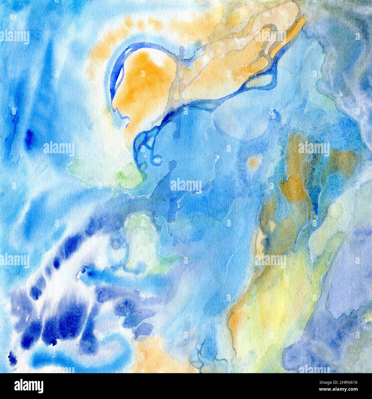 Abstrakter quadratischer Rahmen mit wasserfarbenem Hintergrund. Stockfoto