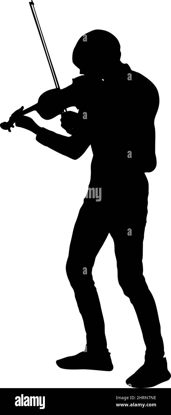 Silhouetten Musiker Geiger spielen Der violinon einen weißen Hintergrund. Stock Vektor